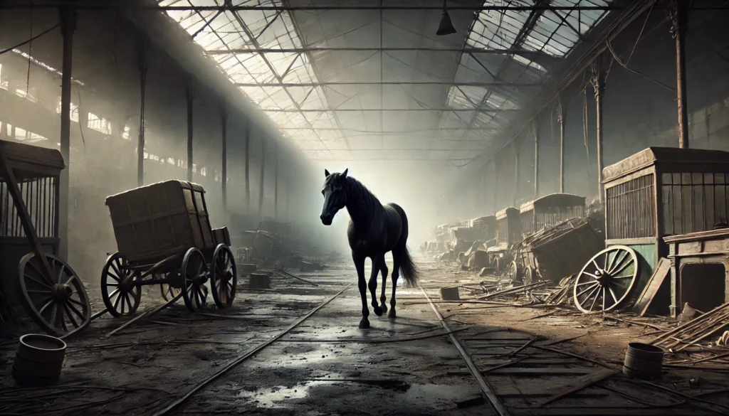 Cavaleiros do Apocalipse: O Que a Bíblia Quer Que Você Saiba 4 Imagem Representando o Cavalo Preto dos Cavaleiros do Apocalipse