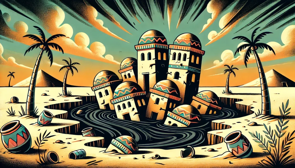 Êxodo 12: Movimento de Deus 2 Imagem Representando Êxodo 12 e o Deserto do Egito sendo Afundado na Escuridão